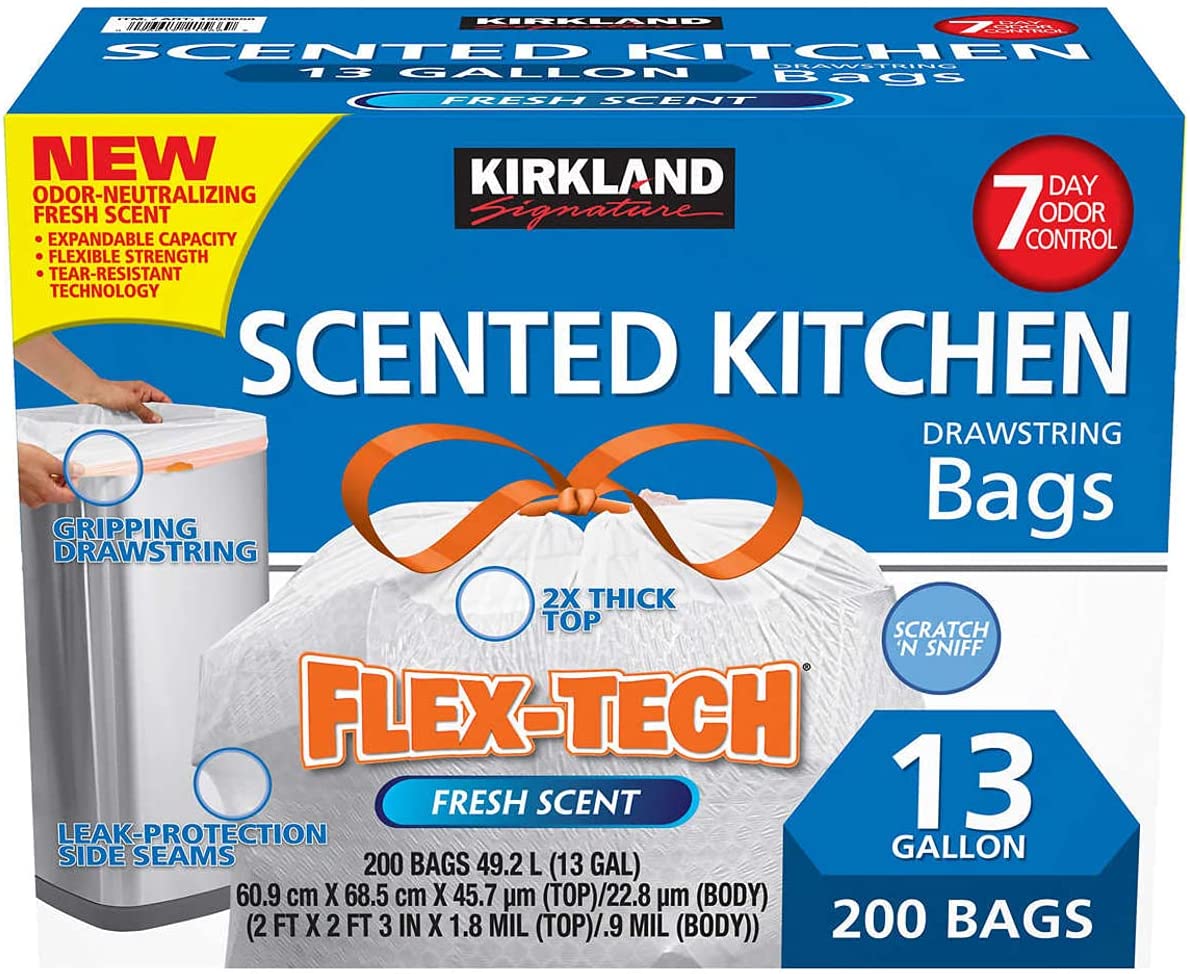 Kirkland Signature Flex-Tech 33-Gallon Trash Bag, 90-count