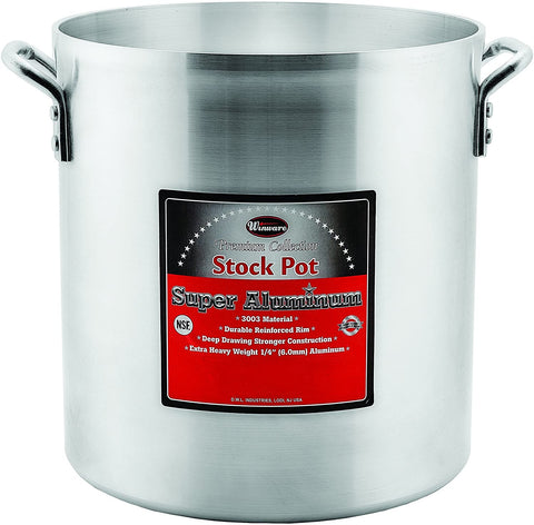 Winco USA Super Aluminum Stock Pot, Extra Heavy Weight, 20 Quart, Aluminum