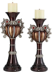 OK Lighting Delicata Candleholder Set, Silver, Brown and Bronze