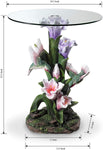 OK Lighting 24" H Hummingbird Glass Top End Table, Multicolor