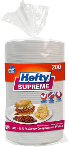 Hefty Supreme 3-Section Foam Plate (200ct-400ct- 600ct) - 1 -2-3Pack