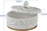 OK Lighting 8" H Alba Flora Decorative Box, White, Gold