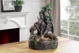 OK Lighting 24" H Elephant Table Fountain, Multicolor