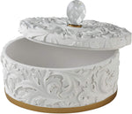 OK Lighting 8" H Alba Flora Decorative Box, White, Gold