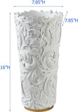 OK Lighting 16" H Alba Flora Decorative Vase, White, Gold