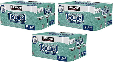 Kirkland Signature ERR Premium Big Roll Paper Towels 12-roll, 160 Sheets Per Roll - 3 Pack