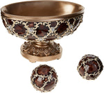 OK Lighting Curvae Decorative Bowl with Spheres, Brown, Bronze and Gold