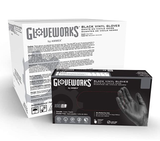 GLOVEWORKS Black Vinyl Industrial Gloves, 3 Mil, Powder Free, Disposable