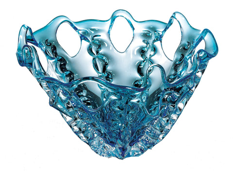 8 Inch RNUM-Inch Aqua Blue Glass Decorative Fruit Bowl