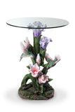 OK Lighting 24" H Hummingbird Glass Top End Table, Multicolor