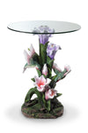 OK Lighting 24" H Hummingbird Glass Top End Table, Multicolor