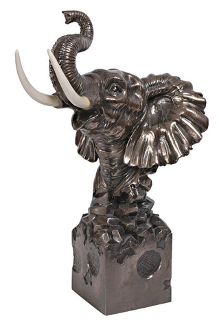 19"H Lucky Elephant Decorative Sculpture Antique Brass Finish OK LIGHTING OK-2527