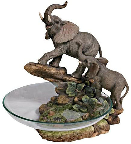 OK Lighting 11" H Animalia Elephant Bowl, Grey