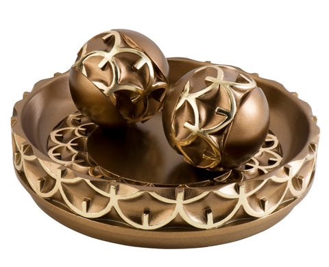 OK Lighting OK-4273B 11.5 Inch Mystic Owl Decorative Bowl with Spheres, Bronze