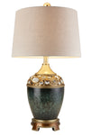 OK Lighting AZOK4297T Sedona Table Lamps, Teal and Gold