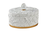 OK Lighting 8" H Alba Flora Decorative Box, White, Gold