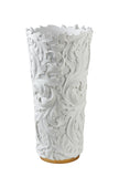 OK Lighting 16" H Alba Flora Decorative Vase, White, Gold